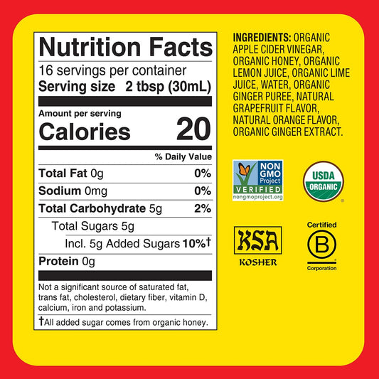 Bragg Organic Apple Cider Vinegar Honey Cayenne Wellness Cleanse With The Mother - 32 Fl Oz - Raw And Unfiltered