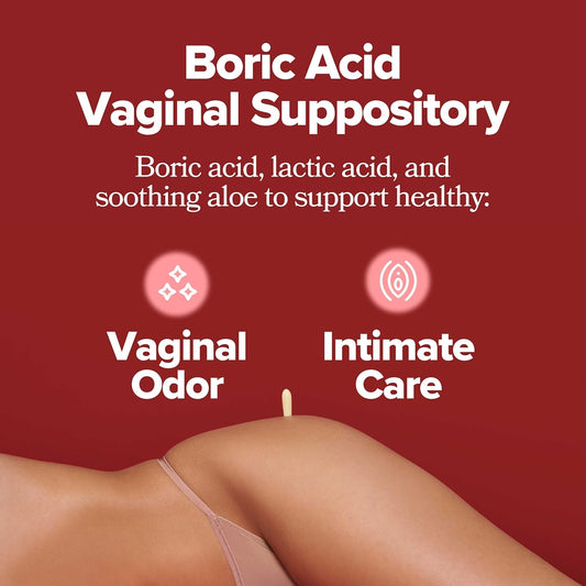 Uro Boric Acid Vaginal Suppository – With Lactic Acid, And Aloe For Fast Relief And Vaginal Odor Control – Vegan, Free From Parabens, Dyes, And Fragrances – 12 Count (Pack Of 1)