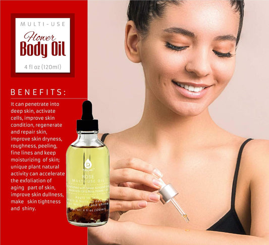 Pursonic Pursonic Multi-Use Flower Body Oils (Rose), 4 Ounces