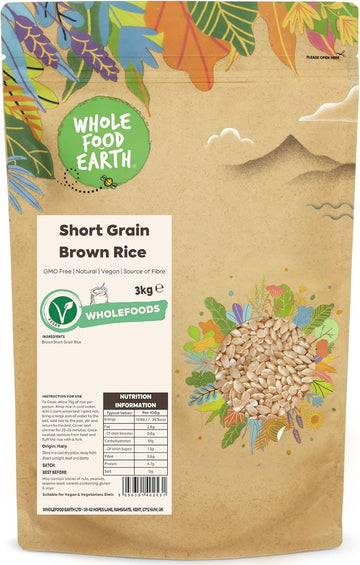 Wholefood Earth Short Grain Brown Rice 2 Kg | Gmo Free | Natural | Source Of Fibre
