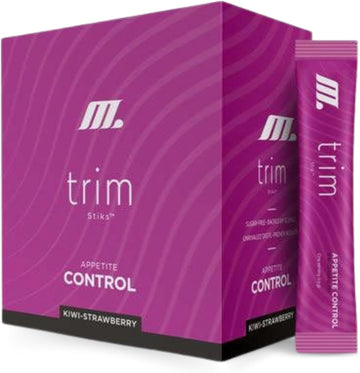 Official Trim Stiks - Kiwi-Strawberry - Support Energy & Focus With Mood Boost - Bioperine & Theobromine Energy Powder - Appetite Support (30 Sticks)