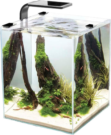 Cobalt Aquatics Microvue3 Aquarium Kit - 2.6 Gallon, White/Black - Includes Filter, Led Light, Glass Top & Foam Pad - For Nano Reefs & Planted Tanks