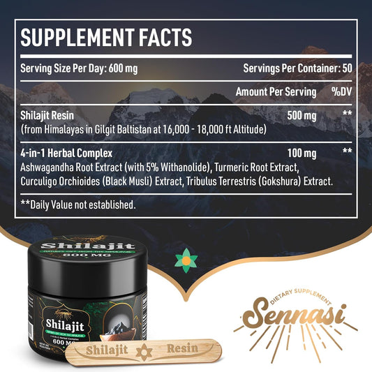 600 Mg Shilajit Pure Himalayan Organic Shilajit Resin - Shilajit Suppl