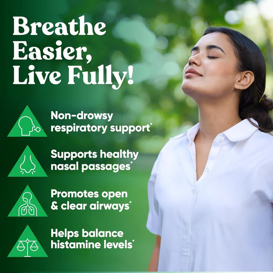 Breathe Inhaler Support Supplement – Sinus, Lungs, Open & Clear Airways – Seasonal Nasal Health, Bronchial Wellness, Healthy Chest – Quercetin, Vitamin D, Bromelain Pills – 60 Vegetarian Soft Capsules