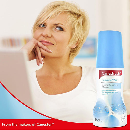 Canesfresh Feminine Wash Gentle Refreshing Mousse, Calming Lotus Extract, Provitamin B5, 150Ml From The Makers Of Canesten