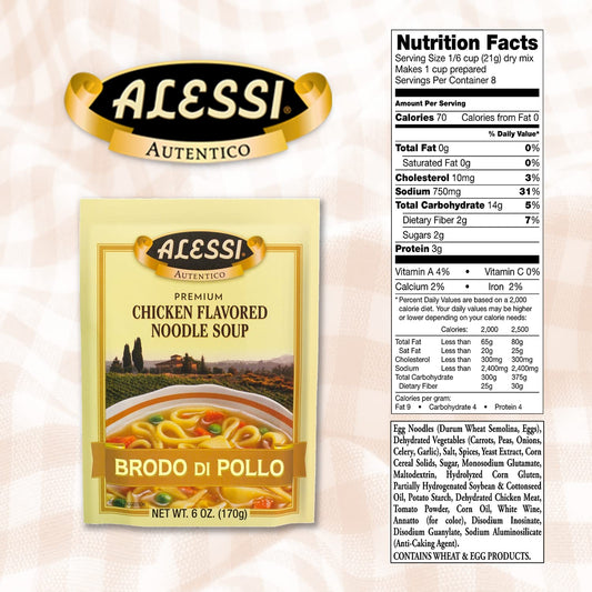 Alessi Autentico Premium Soups, Traditional Flavors, 6Oz (Chicken Noodle, Pack Of 6)