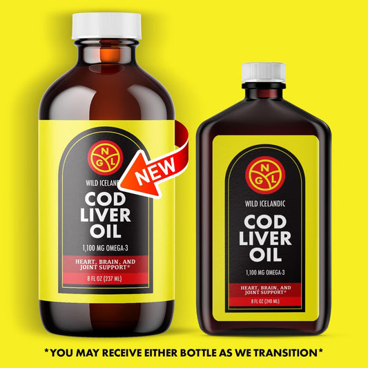 NGL Pure Cod Liver Oil - Wild Icelandic - 1,100 mg Omega-3 + Natural V