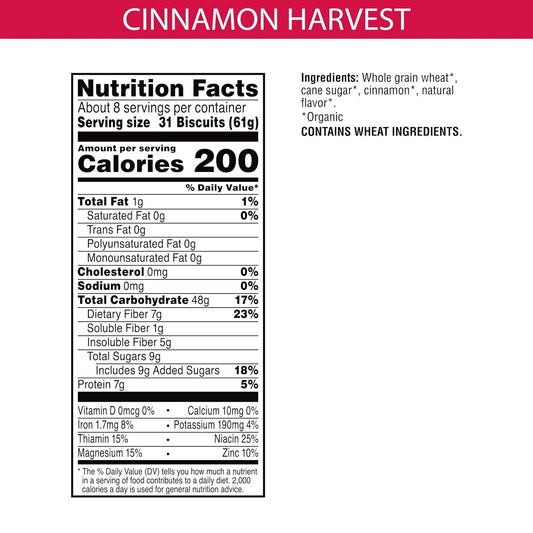 Kashi Cold Breakfast Cereal, Vegan, Organic Fiber Cereal, Cinnamon Harvest, 16.3Oz Box (1 Box)