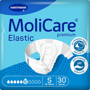 Molicare Premium Elastic Unisex Disposable Slip: Discreet Use For Woman And Men With Incontinence; 9 Drops, Size S, Pack Of 26