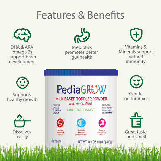 Toddler Nutritional Milk Powder, Made In France With Grass-Fed Milk, Dha & Iron, Natural Prebiotics For Growth & Immune Support, Non-Gmo, Gluten-Free, Toddler Nutritional Drink, Ages 1+ Years 3Pk