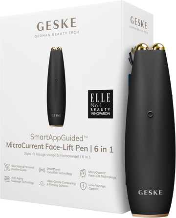 Geske Smartappguided™ Microcurrent Face-Lift Pen | 6 In 1 | Anti-Aging Device | Instant Face Lift | Skincare Tool | Remove Wrinkles For Firm & Youthful Skin | Advanced Smoothing Facial Firmer