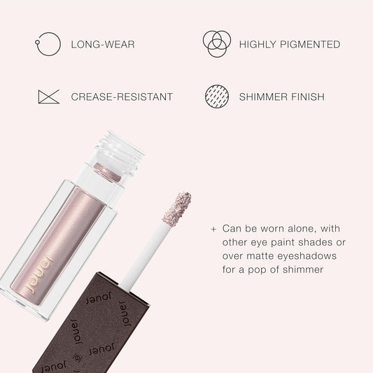 Jouer Paris Lights Eye Paints - Metallic Liquid Eyeshadow - Long Lasting & Crease-Proof Shimmer Cream Eyeshadow - Smooth Chrome Finish, Lumiere