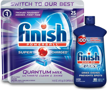 Finish Quantum 25Ct + Finish Jet-Dry Rinse-Aid 8.45Oz