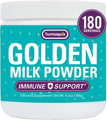 Turmaquik Organic Golden Milk Turmeric Powder, Immune Support + Superfood Blend Of Ginger, Black Pepper, Curcumin, Cinnamon, Cardamom + Vitamins C, D, B6, B12, Zinc - Immunity Boost