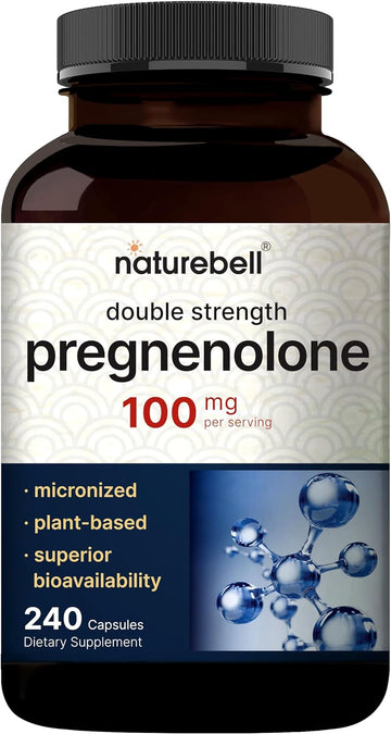 Pregnenolone 100Mg, 240 Capsules | 99% Purity, Micronized Grade For Higher Absorption, Plant Based – Natural Precursor, Brain, & Immune Health Supplement – Non-Gmo, Soy Free