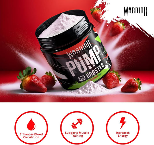 Warrior Pump Non Stim Pre-Workout Powder 225G – Nitric Oxide Supplement – Contains Citrulline Malate, Cyclic Dextrin For Energy, Focus, And Performance – 30 Servings (Blazin Berry)