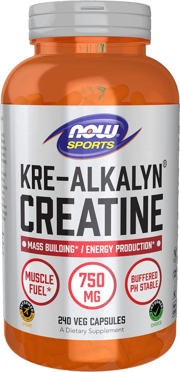 Now Sports Nutrition, Kre-Alkalyn Creatine 750 Mg, Mass Building*/Energy Production*, 240 Veg Capsules