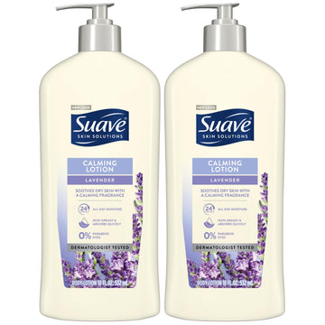 Suave Body Lotion, Lavender Calming Lotion β Moisturizing Body Lotion for Dry Skin Infused with Lavender and Vanilla Bean Extracts, Paraben-Free, Scented Lotion, 18 Oz (Pack of 2)