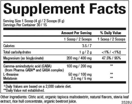 Natural Factors, Stress-Relax Nighttime Magnesium Bisglycinate Powder with Melatonin, L-Theanine and Pharma GABA, Supports Sleep & Relaxation, 4.2 Powder, Tropical
