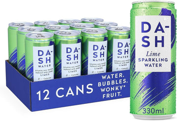 Dash Water Lime - 12 X Lime Flavoured Sparkling Spring Water - No Sugar, No Sweetener, No Calories - Infused With Wonky Fruit (12 X 330Ml Cans)