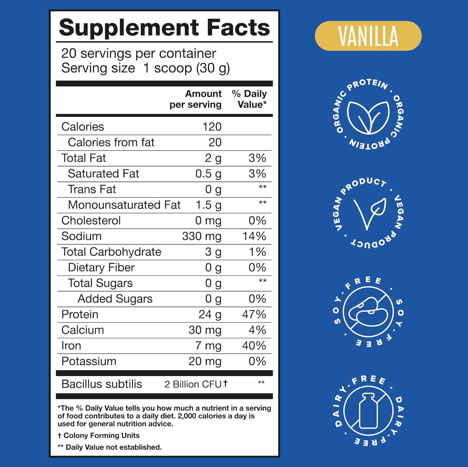 BIRDMAN Falcon Organic Vegan Protein Powder Vanilla, 24g Protein, Sugar Free, Probiotics, Low Carb, Keto Friendly, Dairy Free, Lactose Free, Non Whey, Plant Based Pea Protein Powder - 20 Servings : Health & Household