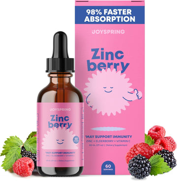 Joyspring Zincberry - Kids Zinc & Vitamin Supplement (2 Fl Oz) Immune Support Drops With Elderberry Flavor For Kids 2-16+ Years