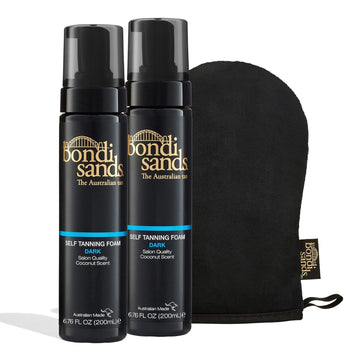 Bondi Sands Dark Self Tanning Foam Value Kit | Includes 2 Lightweight Sunless Tan Foams + 1 Application Mitt for a Flawless Finish ($54 Value)