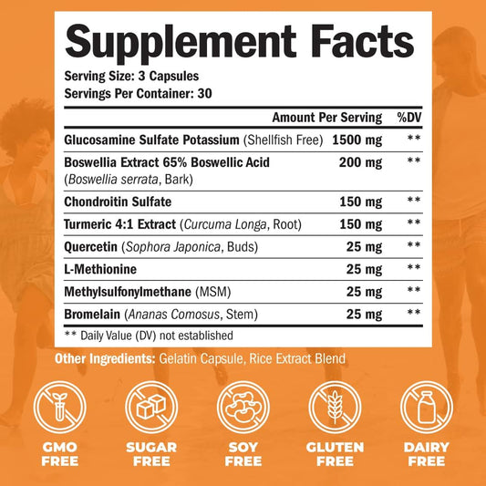 Vimerson Health Glucosamine Chondroitin Msm Boswellia + Turmeric Melatonin Valerian Bundle. Joint Discomfort Relief, Balanced Inflammatory Response And Stress Relief