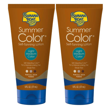 Banana Boat Summer Color Self Tanning Lotion | Light Medium Color For All Skin Tones, Self Tanner Lotion, Sunless Tanning Lotion, Banana Boat Self Tanner, 6Oz Each Twin Pack