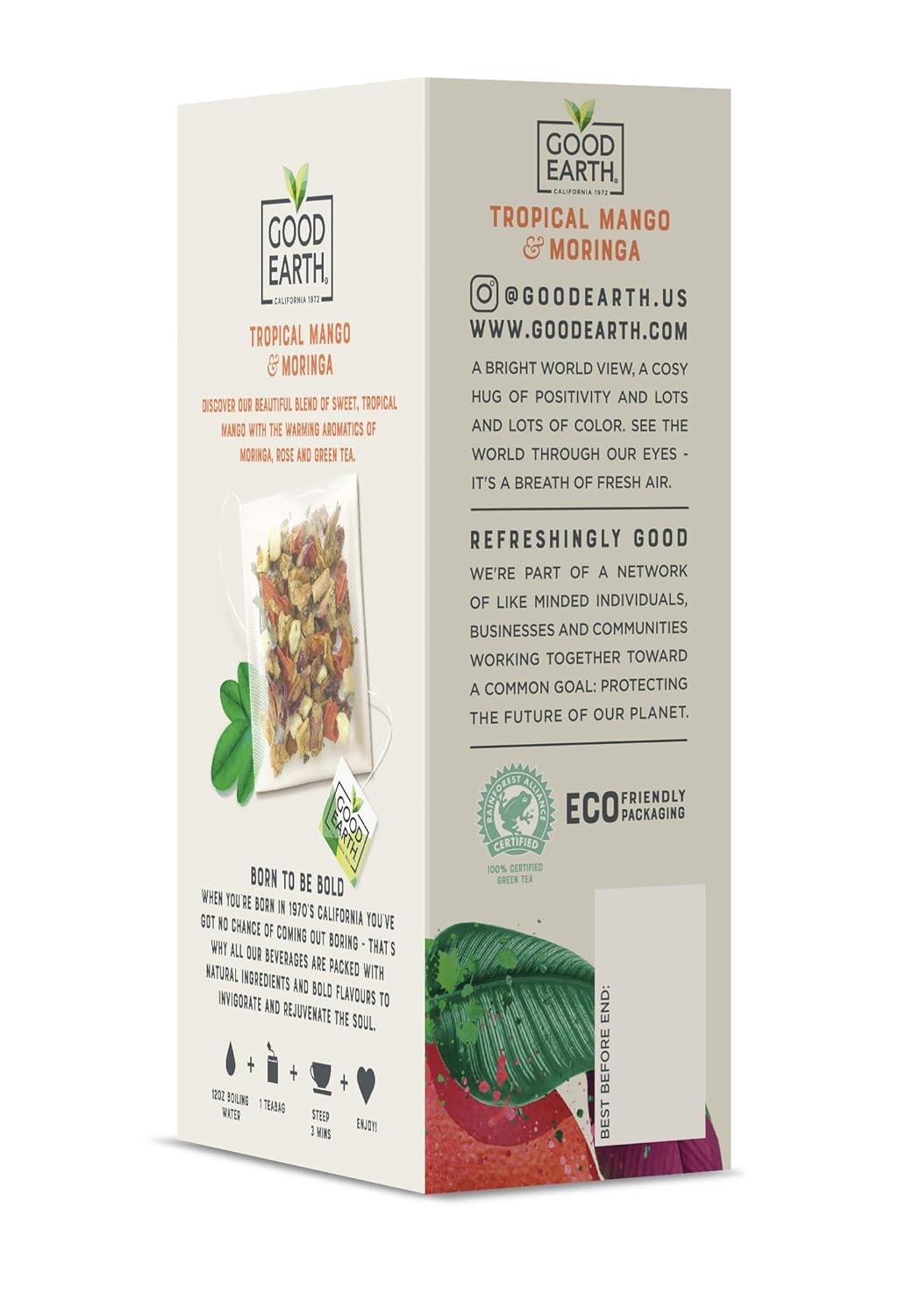 Good Earth Sensorial Blend All Natural Tropical Mango And Moringa Herbal Tea, 15 Count
