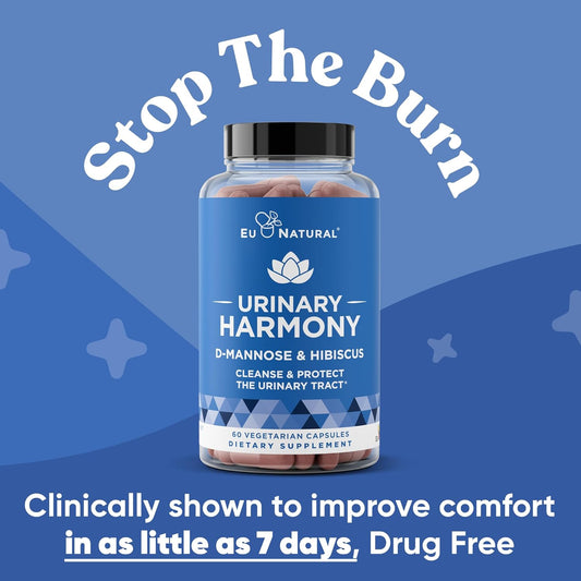 Urinary Harmony D-Mannose Supplement – Urinary Tract Health For Women – Potent Clinical Strength Formula With D-Mannose And Hibiscus Cleanses And Flushes The Urinary System – 60 Fast Acting Capsules