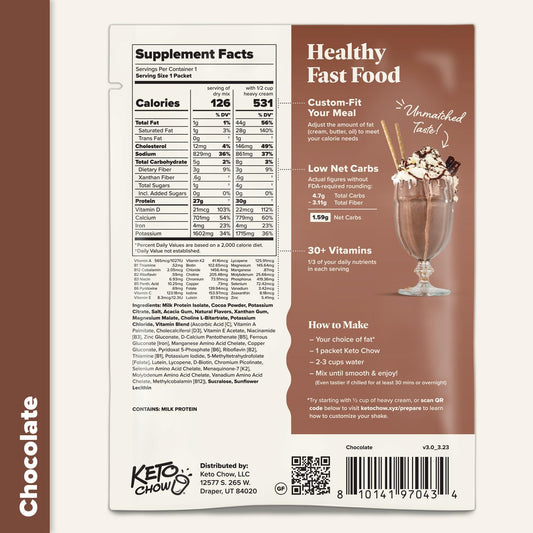 Keto Chow Chocolate Mint | Keto Meal Replacement Shake Powder | Nutritionally Complete | Low Carb | Delicious Easy Meal Substitute | Protein Rich You Choose The Fat | 21 Meal Serving