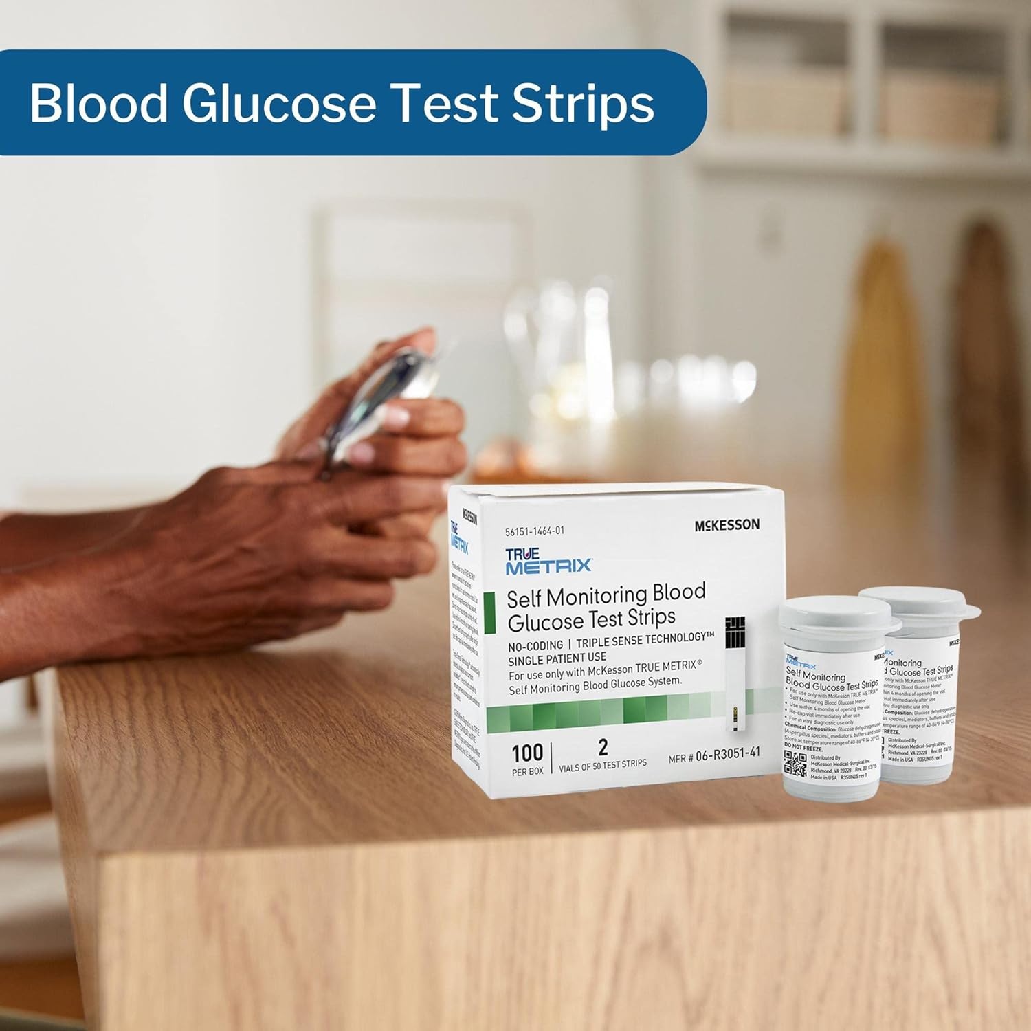 McKesson True METRIX Self-Monitoring Blood Glucose Test Strips - Supplies for Diabetes Self Monitor Systems, 100 Strips, 12 Packs, 1200 Total