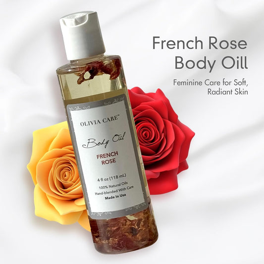 Olivia Care Body Oil - Natural Perfume Oil For Women | Hydrating & Moisturizing After Bath Oil - Infused With Vitamin E, K & Omega Fatty Acids - Reduce Dry Skin (French Rose)