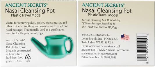 Ancient Secrets Neti Pot Sinus Rinse & Neti Pot Salt Bundle - Nasal Cleansing Pot, Plastic Travel Model + 40 Premeasured Packets Of Nasal Cleansing Salt, Nasal Irrigation System (2 Piece Set)