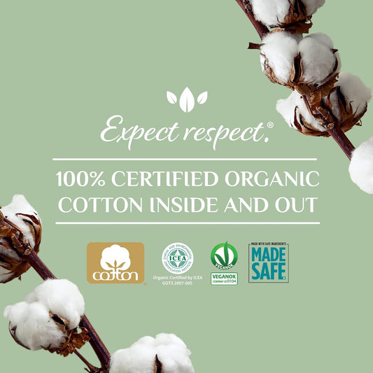 Organyc New And Improved 100% Certified Organic Cotton Inside And Out Overnight Feminine Pads, Heaviest Flow, Super Absorbency 2.0, 7 Count