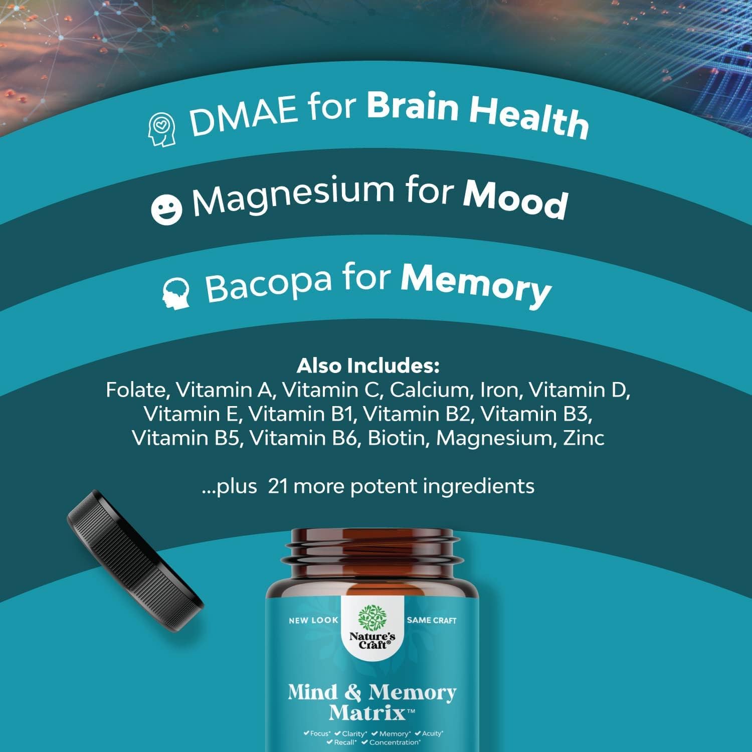 Advanced Brain Supplement for Memory and Focus - Nootropics Brain Support Supplement with Memory and Focus Vitamins for Adults of All Ages - Memory Supplement for Brain Fog Clarity Energy and Recall : Health & Household