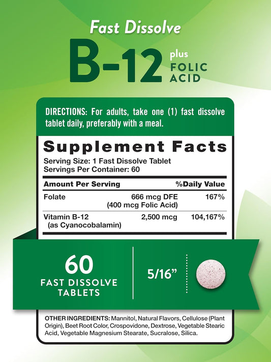 Nature'S Truth B12 Vitamin | 60 Sublingual Tablets | 2500 Mcg | Vegan, Non-Gmo & Gluten Free