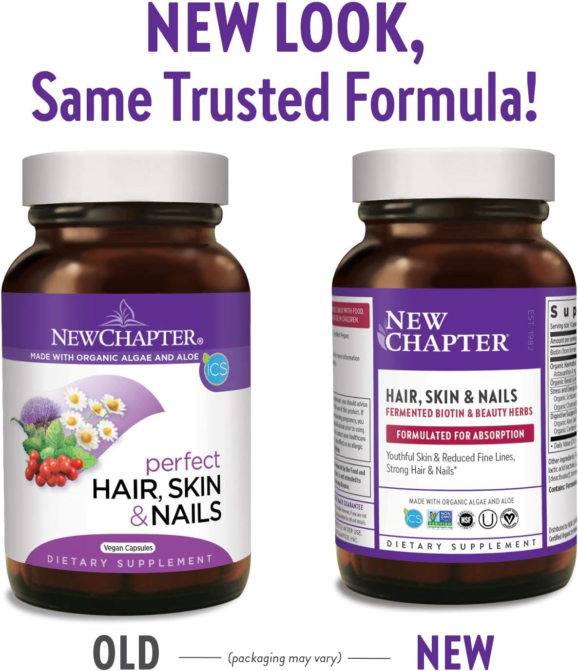 New Chapter Hair Skin & Nails Vitamins with Fermented Biotin+astaxanthin Vegetarian Capsule, 30 Count (Pack of 1)
