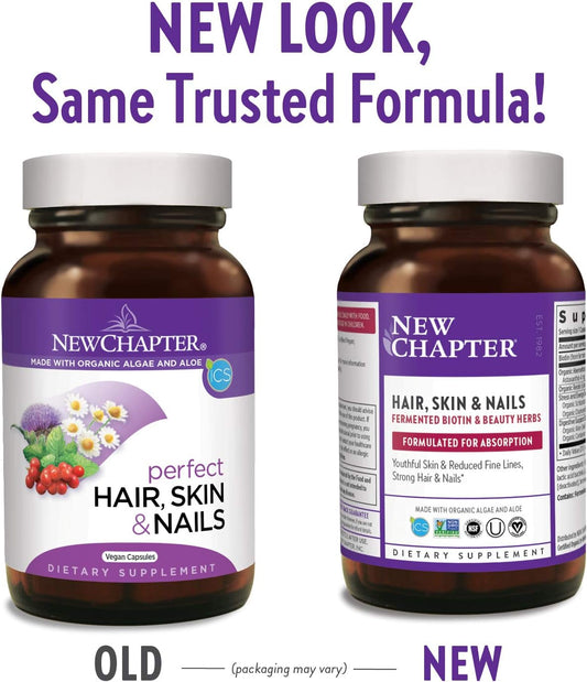New Chapter Hair Skin & Nails Vitamins with Fermented Biotin+astaxanthin Vegetarian Capsule, 30 Count (Pack of 1)