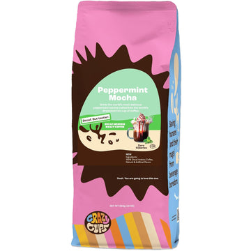 Crazy Cups Flavored Ground Decaf Peppermint Coffee, Decaffeinated Peppermint Mocha Coffee In 10 Oz Bag, For Brewing Flavored Hot Or Iced Coffee, (Pack Of 1)