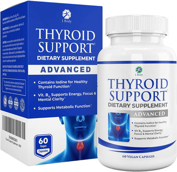 1 Body Thyroid Support Supplement With Iodine - Energy & Focus Support Formula - Vegetarian & Non-Gmo - Vitamin B12 Complex, Zinc, Selenium, Ashwagandha, Copper & More 30 Day Supply