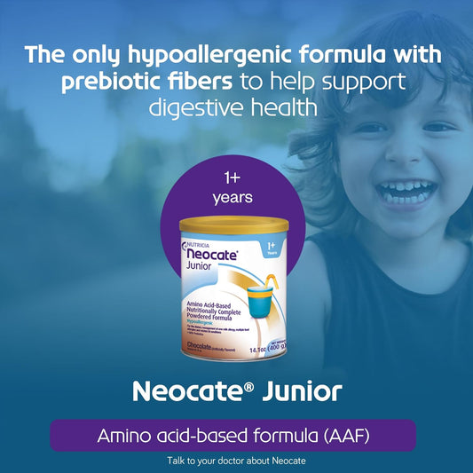 Neocate Junior - Powdered Hypoallergenic, Amino Acid-Based Toddler And Junior Formula - Chocolate - 14.1 Oz Can (Case Of 4)