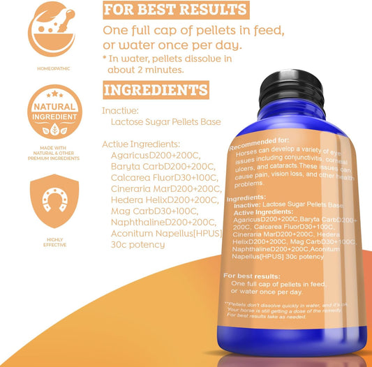 All-Natural Horse Eye Health Support - Maintains Normal Mineral Levels For Horses Eyes - Eye Supplements For Horses - Homeopathic & Highly Effective - 300 Tablets