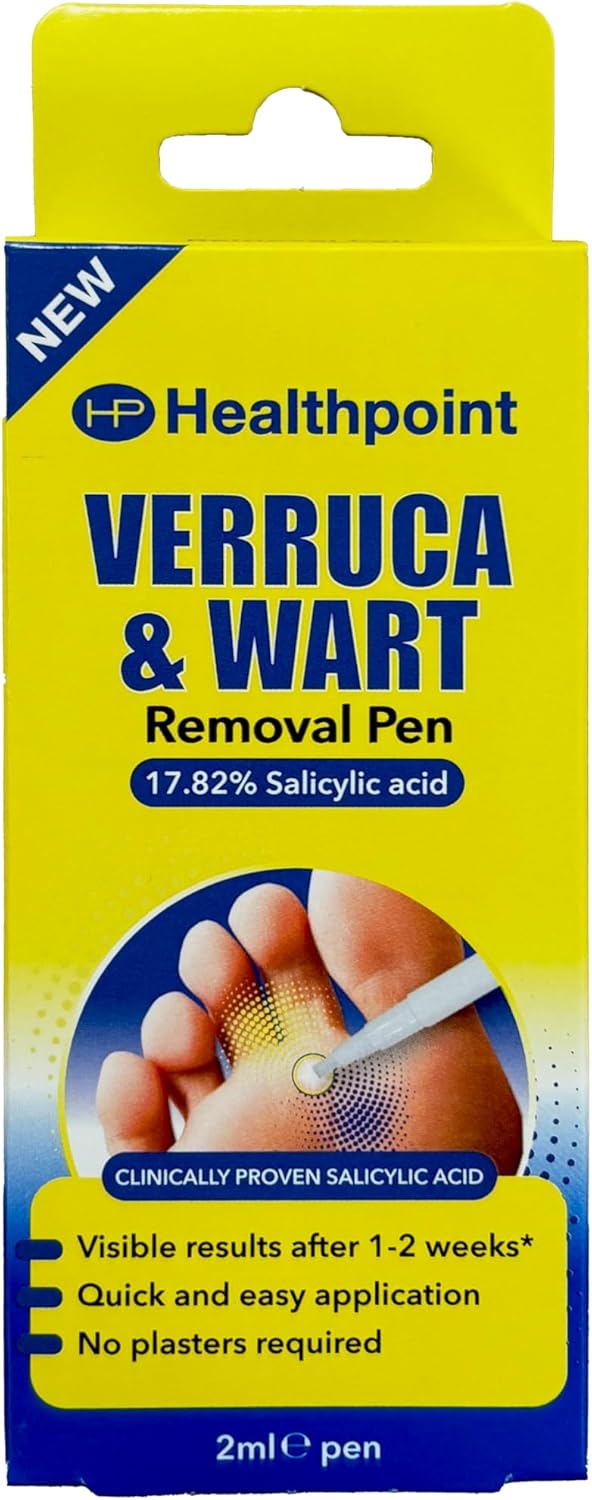 Healthpoint Verruca And Wart Removal Pen, Clinically Proven 2Ml Gel, Precision Pen For Easy Targeted Application, Treats Corns And Calluses, For Hands And Feet, Prevents Further Infection