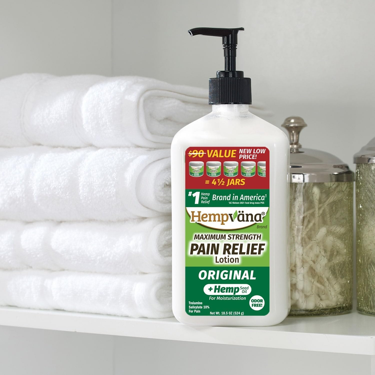 Hempvana Limited-Edition 5th Anniversary Original Pump Bottle Pain Relief Cream, AS-SEEN-ON-TV, Enriched With Hemp Seed Oil, Relieves Pain Fast 18.5oz : Health & Household