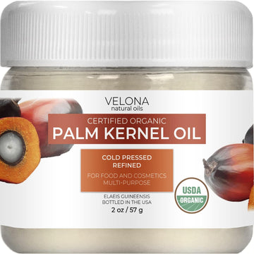 velona USDA Certified Organic Palm Kernel Oil - 2 oz | 100% Pure and Natural Carrier Oil | Refined, Cold Pressed