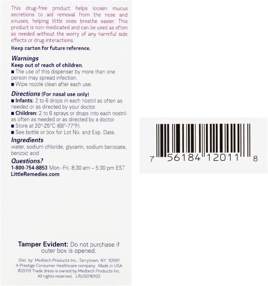 Little Remedies Saline Spray And Drops, Safe For Newborns, 0.5 Fl Oz