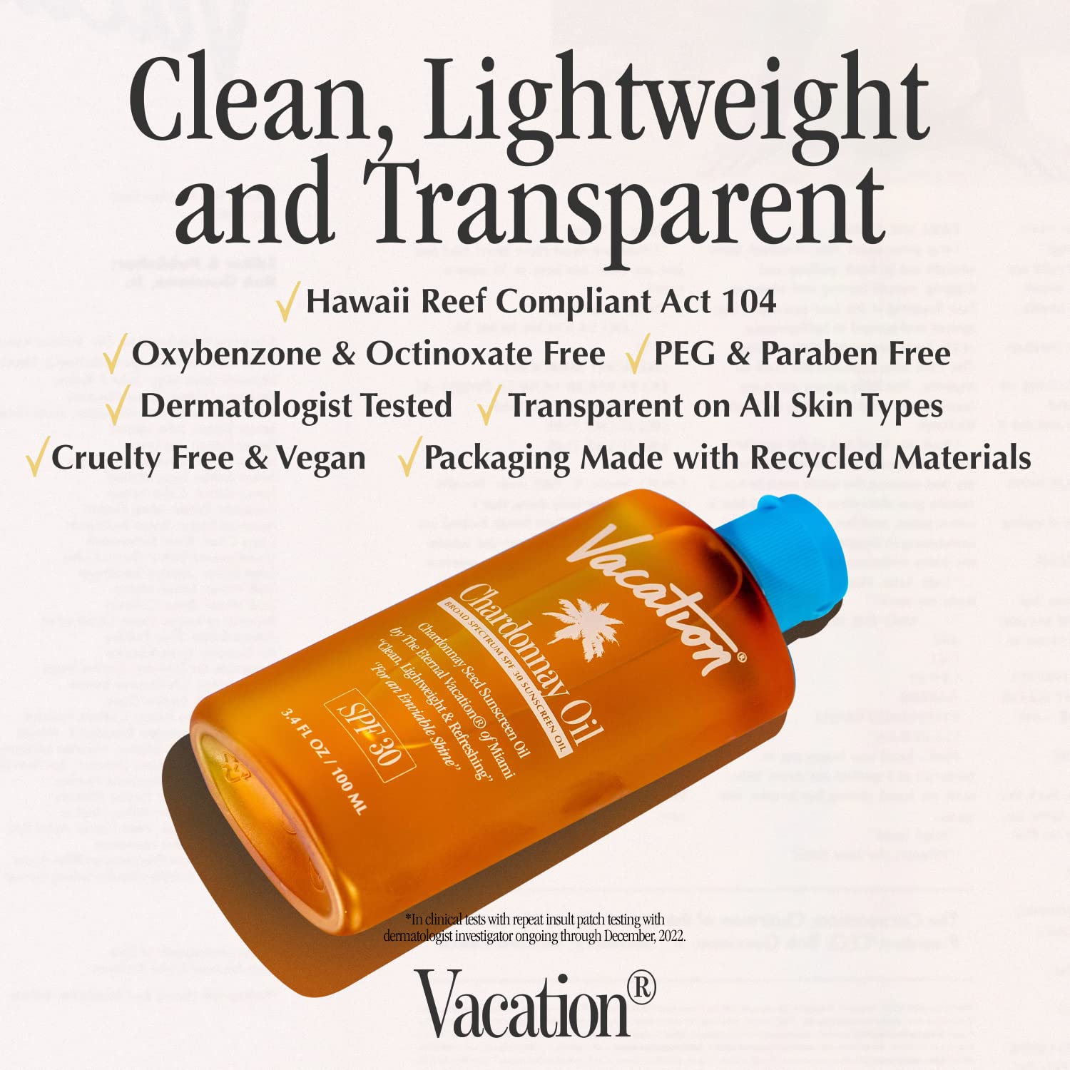 Vacation Chardonnay Oil Spf 30 & Air Freshener Bundle, Hydrating & Nourishing, Lightweight, Transparent On All Skin Tones, Water-Resistant, Travel Size Sunscreen, 3.4 Fl. Oz. : Beauty & Personal Care