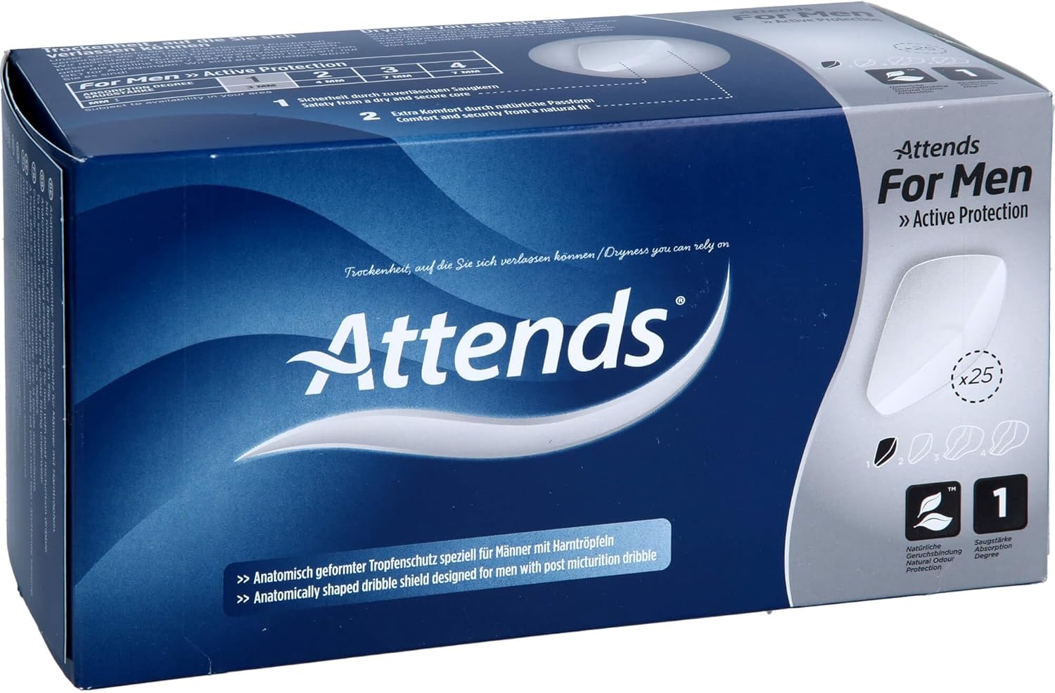 Attends For Men Shield 1 Incontinence Pads (Pack Of 25)
